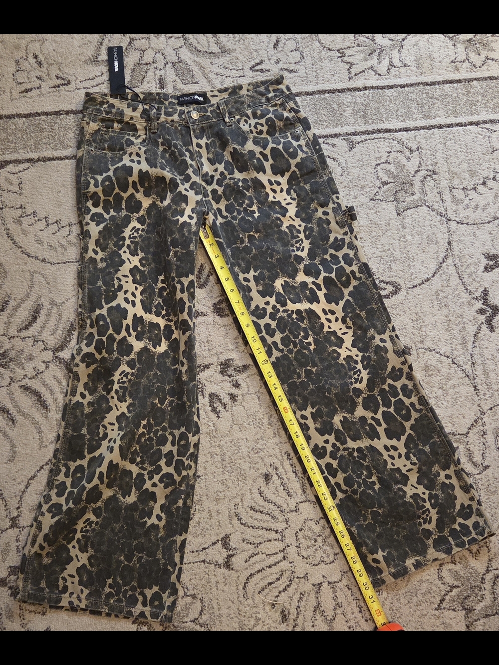 Leopard Print Wide Leg Pants - Brown/Black